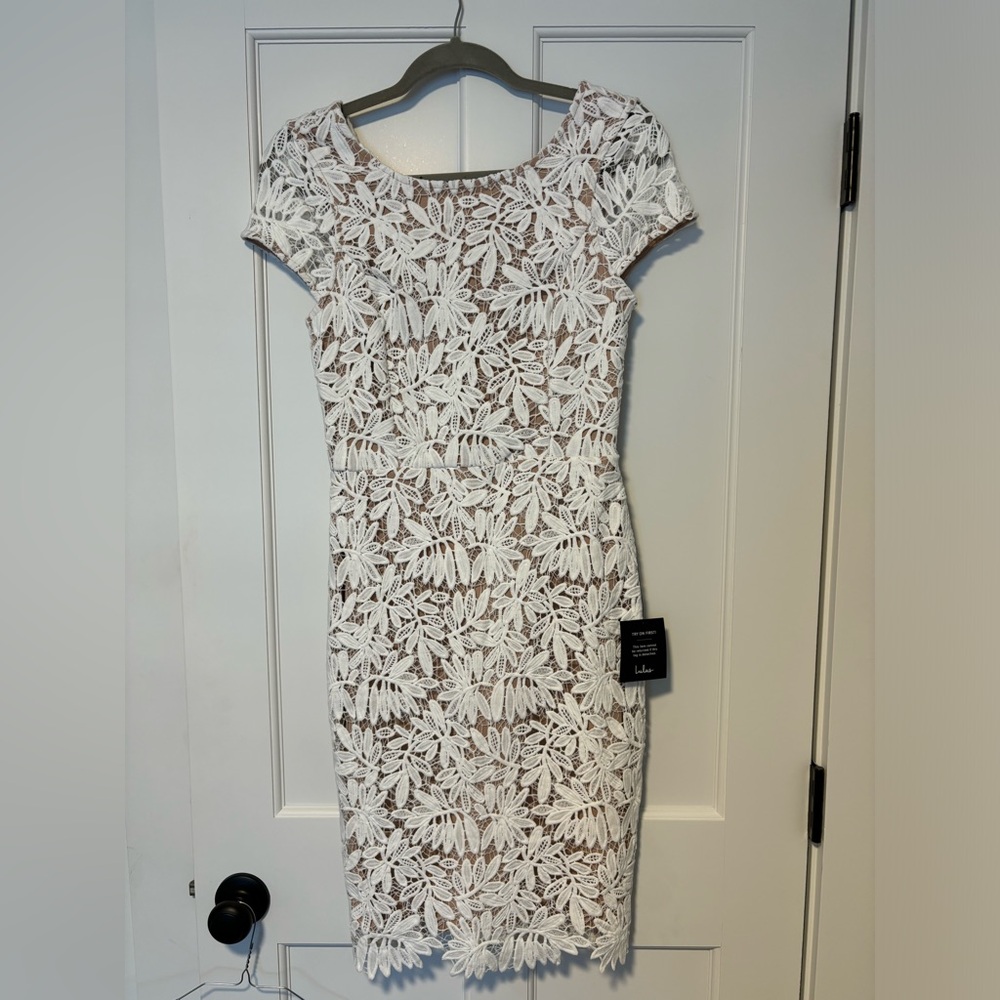 Lulus short sleeve lace white dress